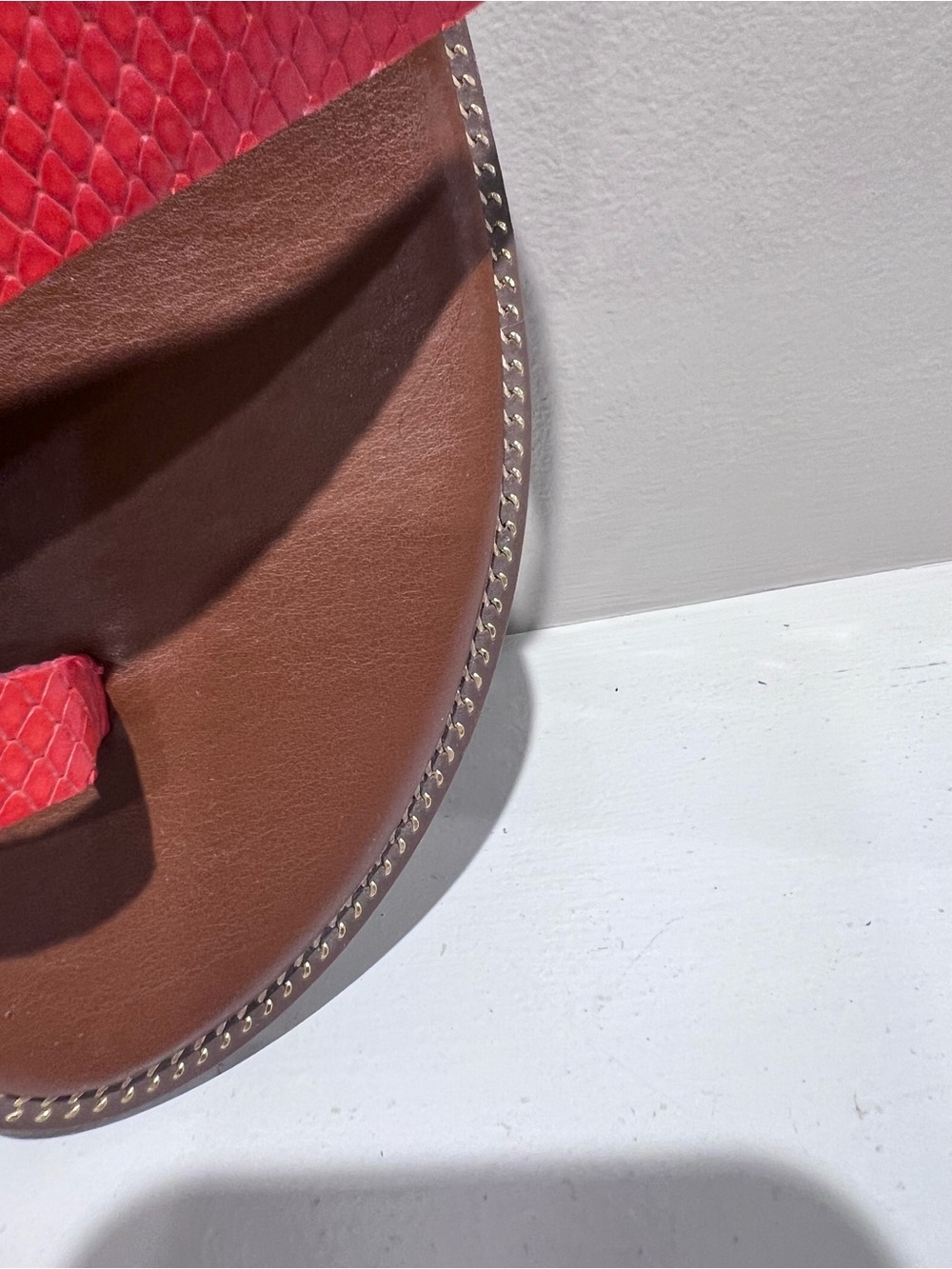Franco Sarto Gem Red Snake Embossed Leather Toe Ring Slide Sandals Size 11M NWOT - Picture 5 of 7